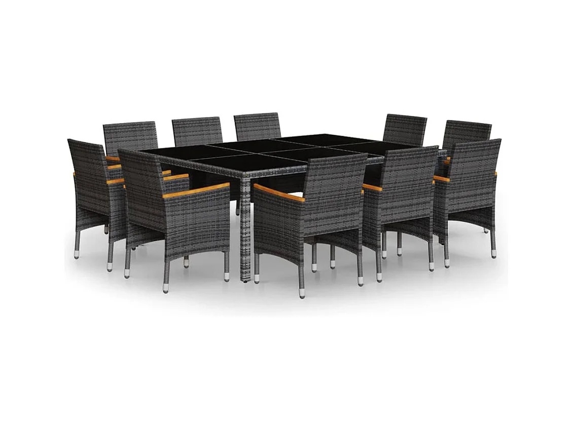 Marlenor  Ensemble à manger de jardin 11 pcs résine tressée gris