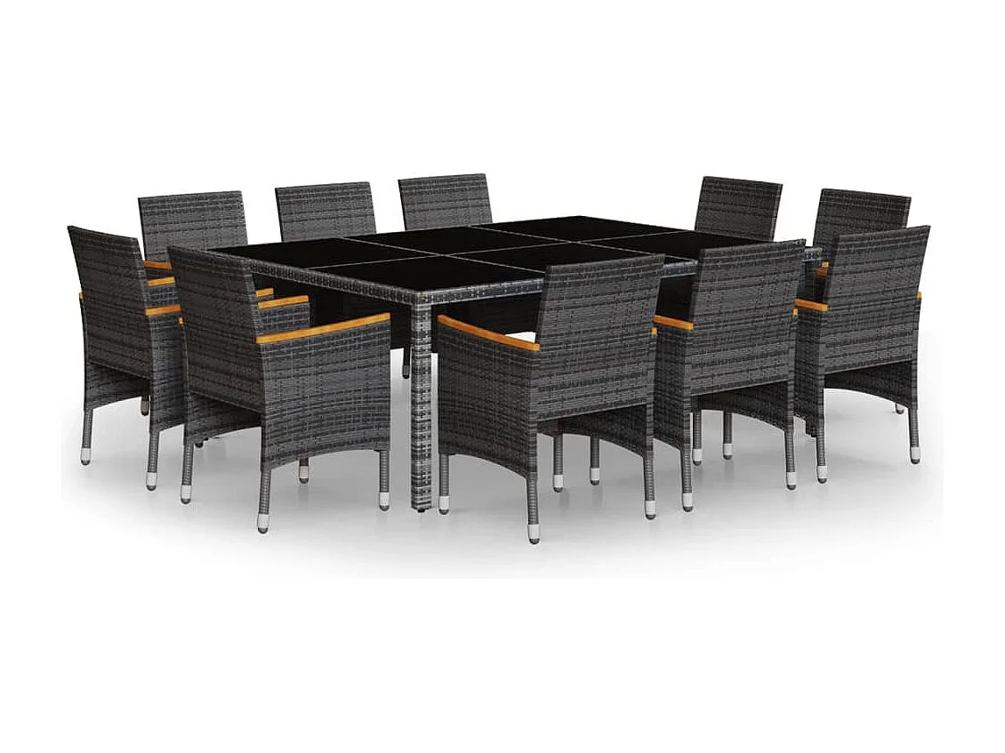 Marlenor  Ensemble à manger de jardin 11 pcs résine tressée gris