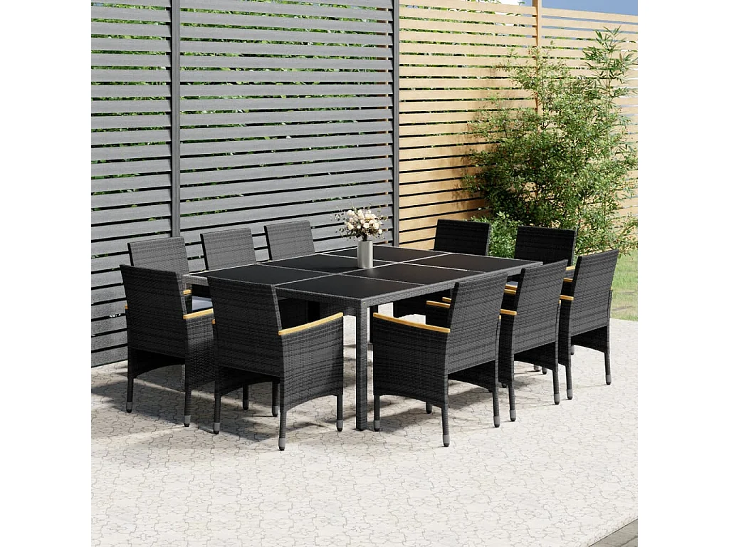 Marlenor  Ensemble à manger de jardin 11 pcs résine tressée gris