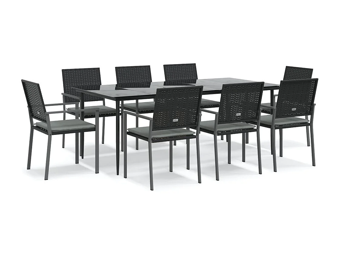 Croughevoe  9-delige Tuinset met kussens poly rattan en staal