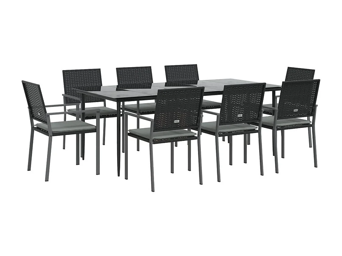 Croughevoe  9-delige Tuinset met kussens poly rattan en staal