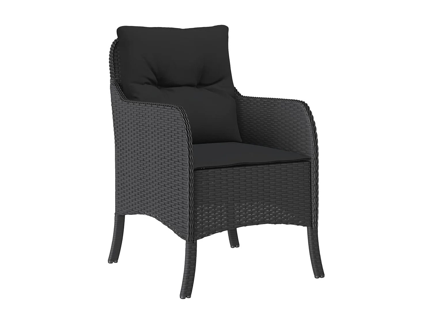 Karlyn  Set de comedor de jardín 7 pzas y cojines ratán sintético negro