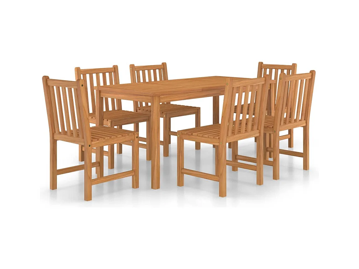 Acqui Terme  Ensemble de salle à manger de jardin 7 pièces 160 x 80 cm en bois de teck massif