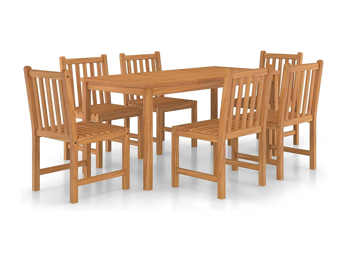 Acqui Terme  Ensemble de salle à manger de jardin 7 pièces 160 x 80 cm en bois de teck massif