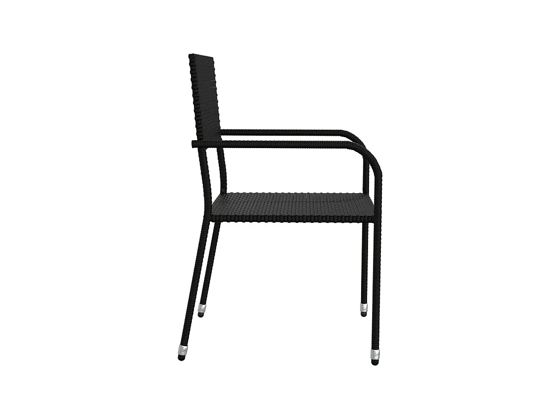 La Verne  Ensemble à manger de jardin 5 pcs Noir Résine tressée