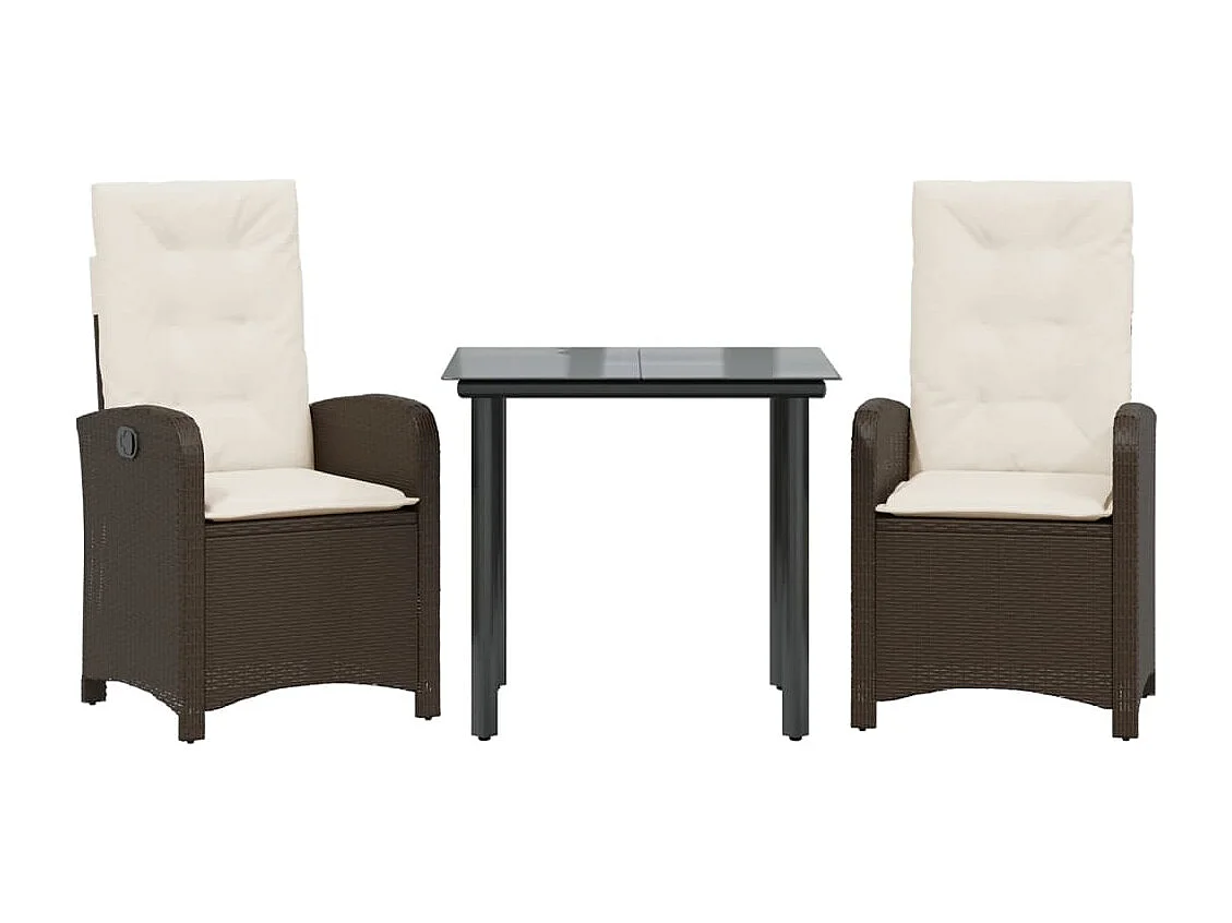 Birchwood  3-delige Tuinset met kussens poly rattan bruin