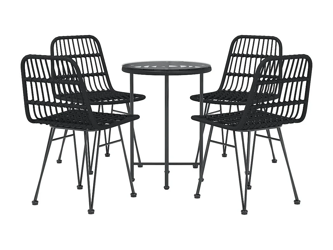 Prolenta Premium -  Ensemble à manger de jardin 5 pcs Noir Résine tressée