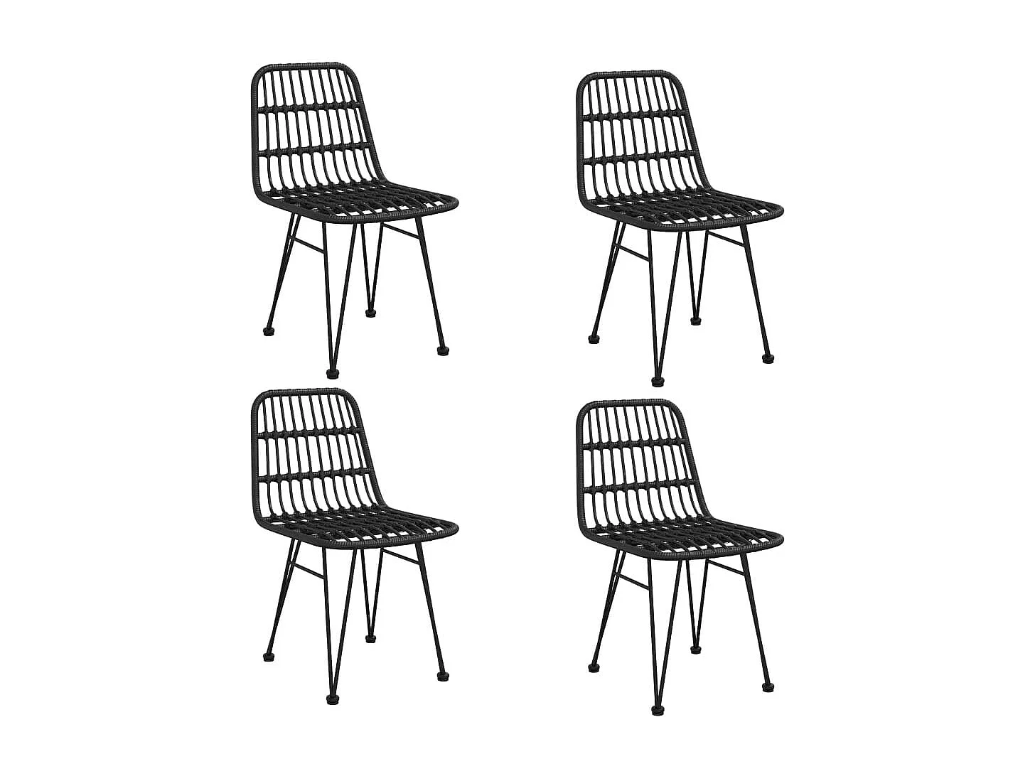 Prolenta Premium -  Ensemble à manger de jardin 5 pcs Noir Résine tressée