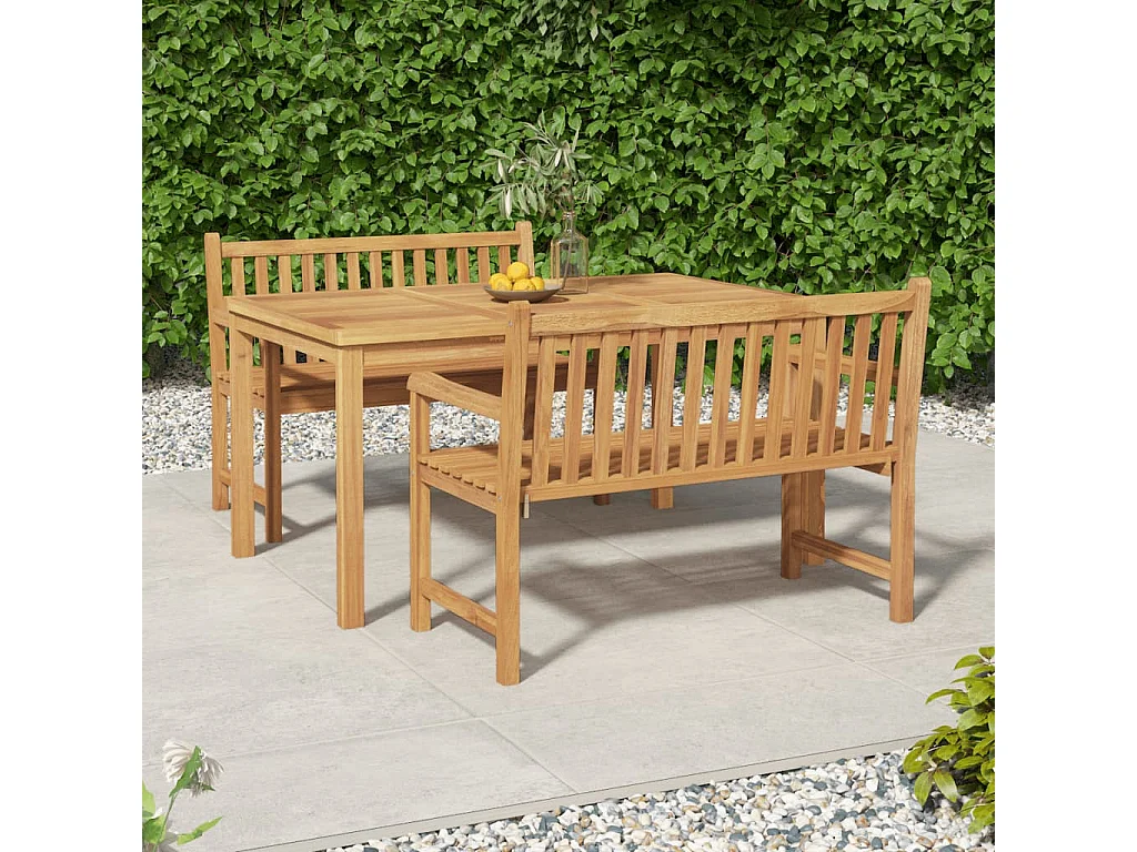 Birgit  Ensemble à manger de jardin 3 pcs Bois de teck massif