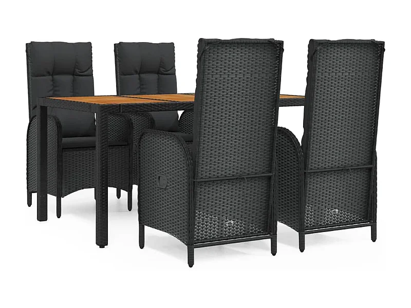 Afragola  Set de muebles jardín 5 pzas con cojines ratán sintético negro