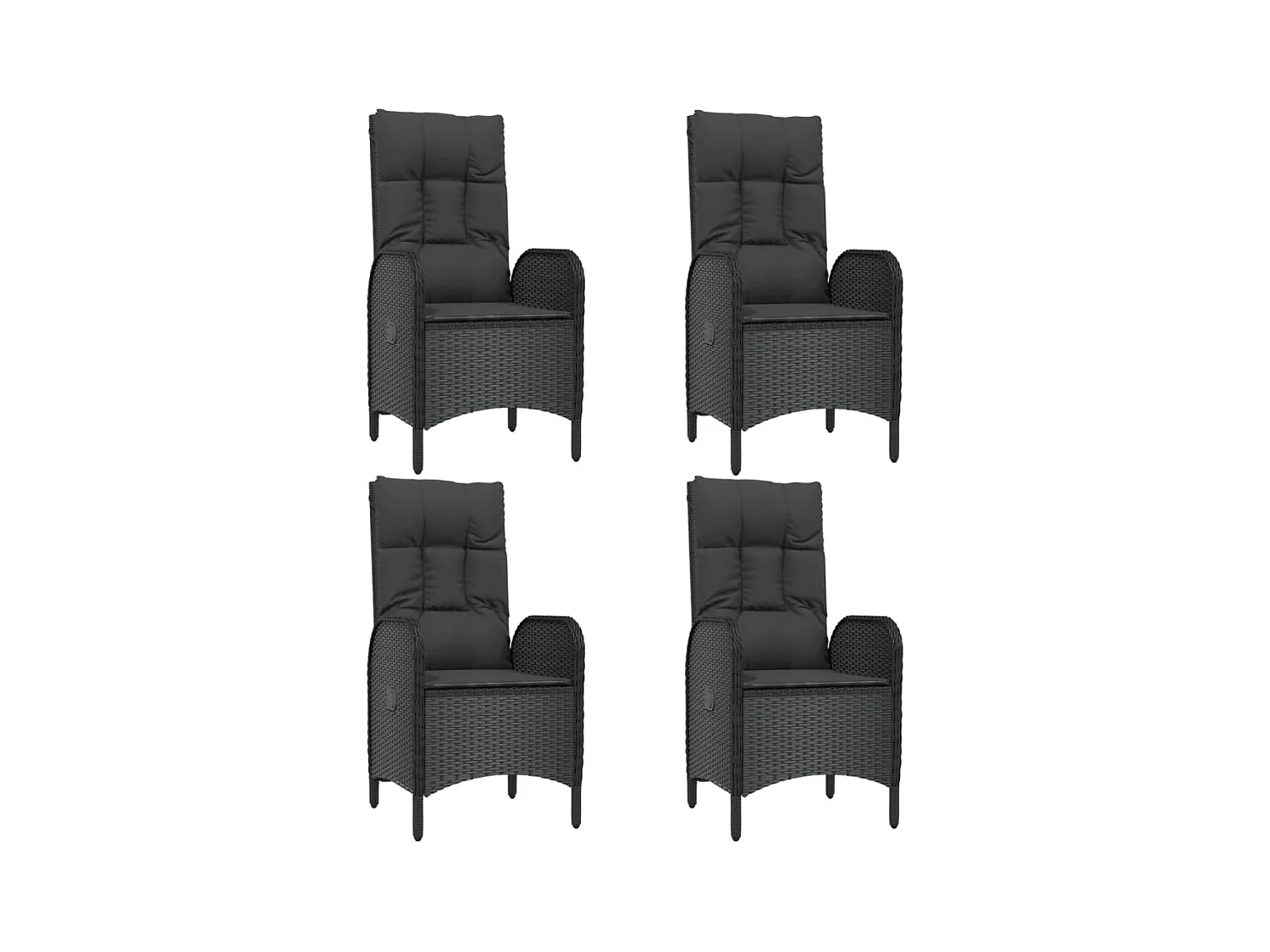 Afragola  Ensemble à manger de jardin coussins 5pcs Noir Résine tressée