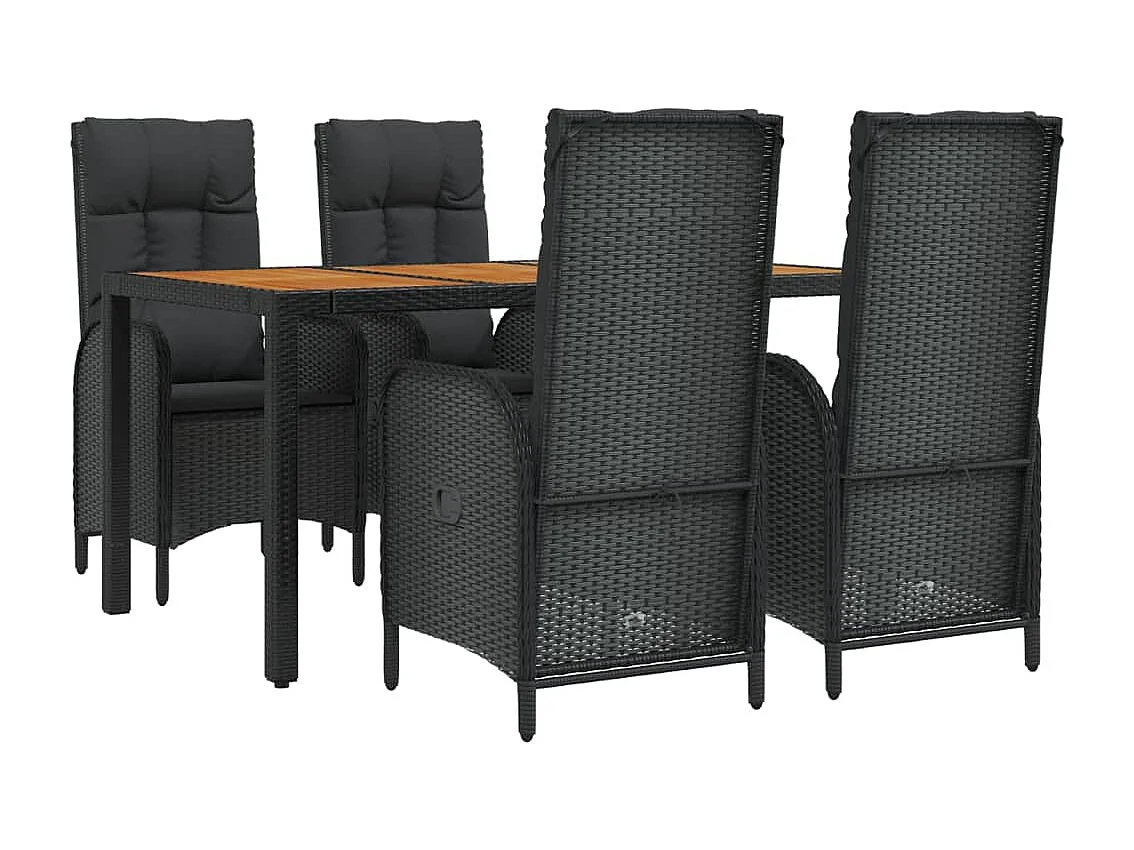 Afragola  5-delige Tuinset met kussens poly rattan zwart