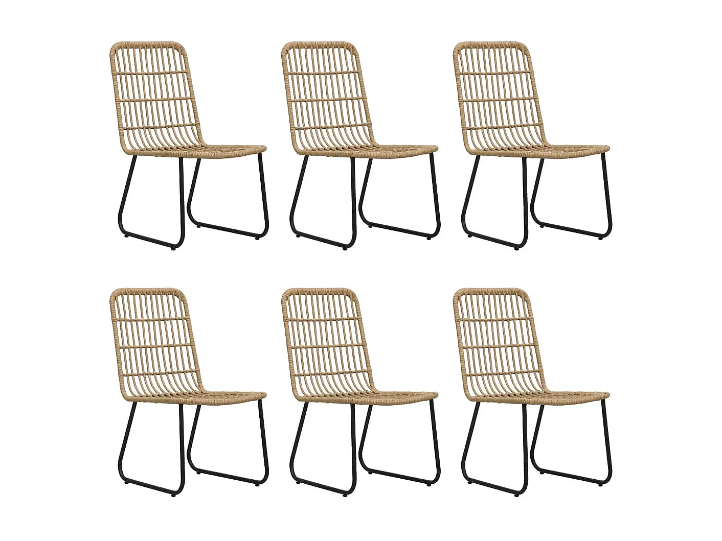 Prolenta Premium -  Juego de comedor para jardín 7 piezas ratán sintético y vidrio