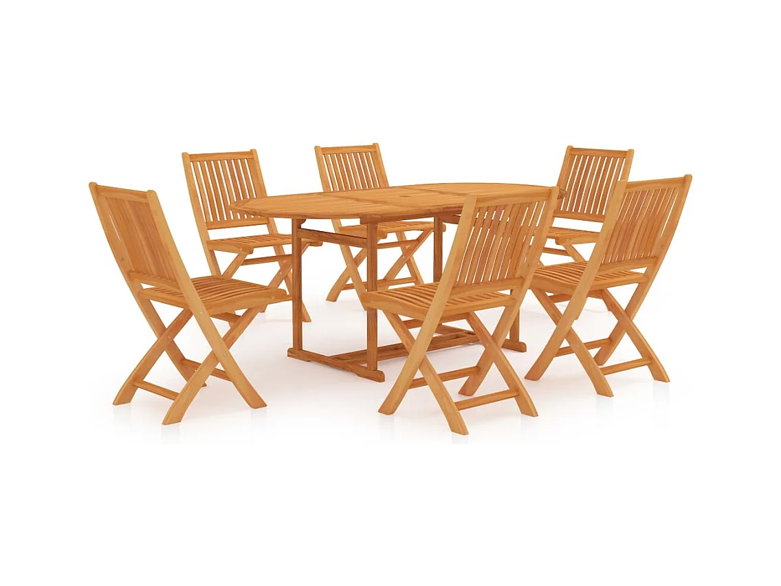 Kari  Ensemble à manger de jardin 7 pcs Bois de teck massif