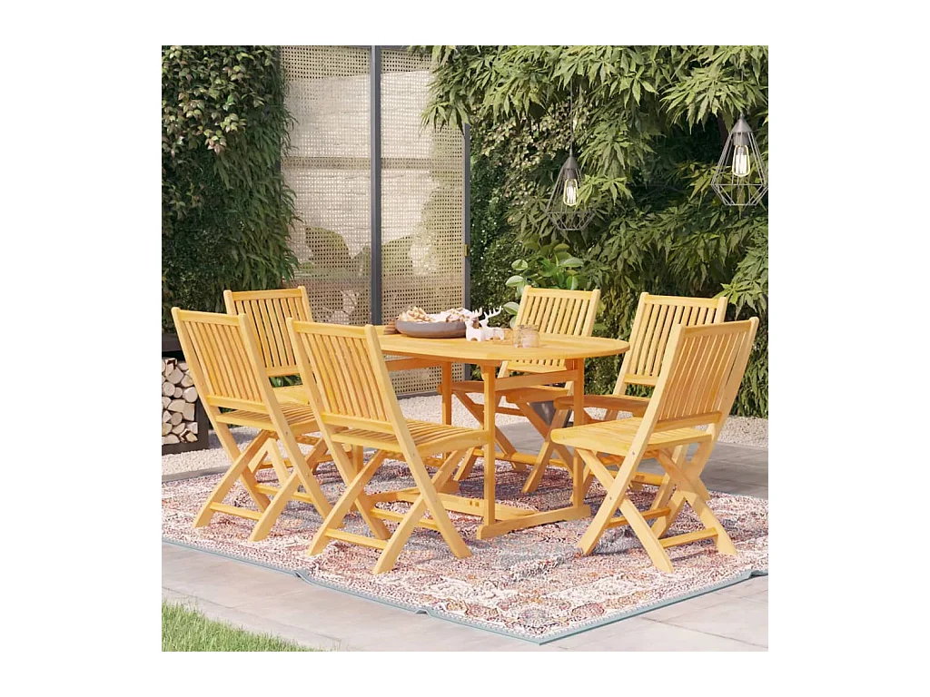 Kari  Ensemble à manger de jardin 7 pcs Bois de teck massif