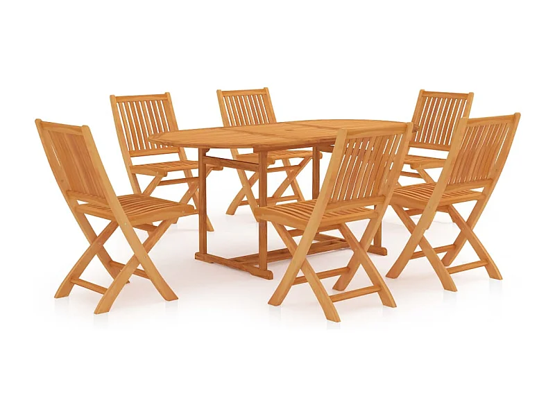 Kari  Ensemble à manger de jardin 7 pcs Bois de teck massif