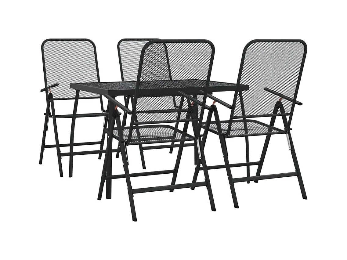 Jenneke  Juego de comedor de jardín 5 pzas malla metálica gris antracita