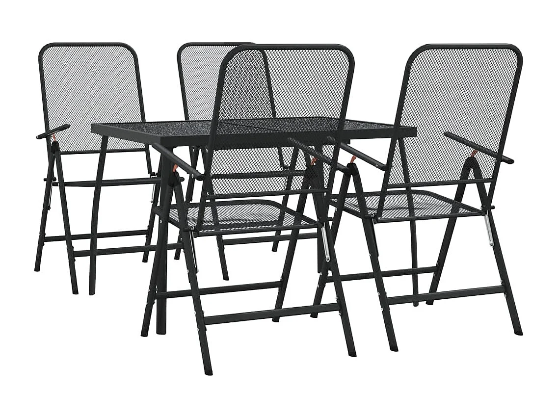 Jenneke  Ensemble à manger de jardin 5 pcs anthracite métal maille
