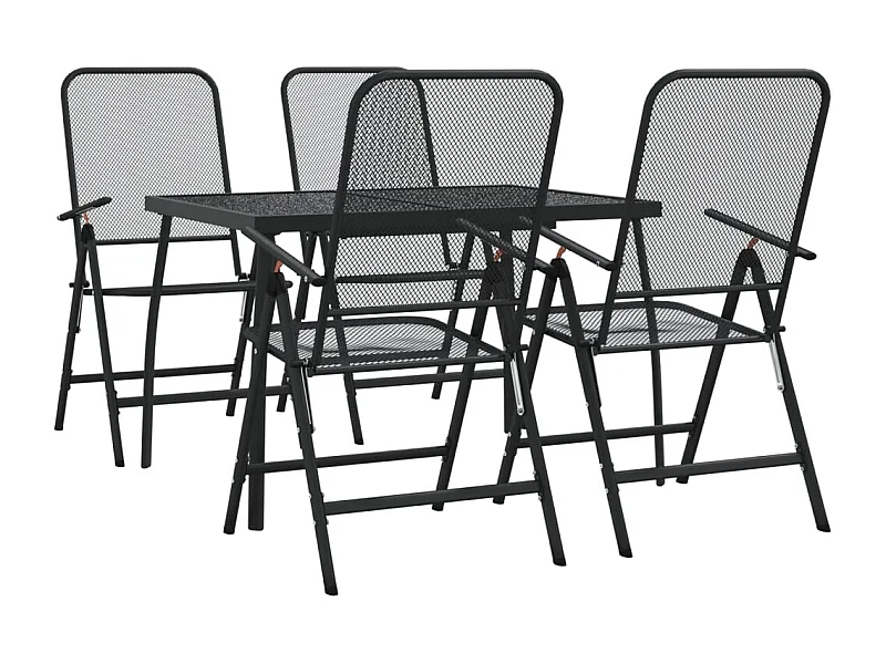 Jenneke  Ensemble à manger de jardin 5 pcs anthracite métal maille