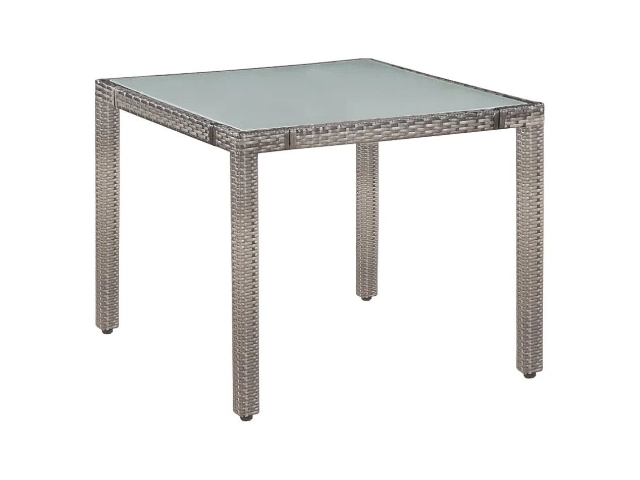 Fea  Ensemble à manger d'extérieur 5pcs coussins résine tressée gris