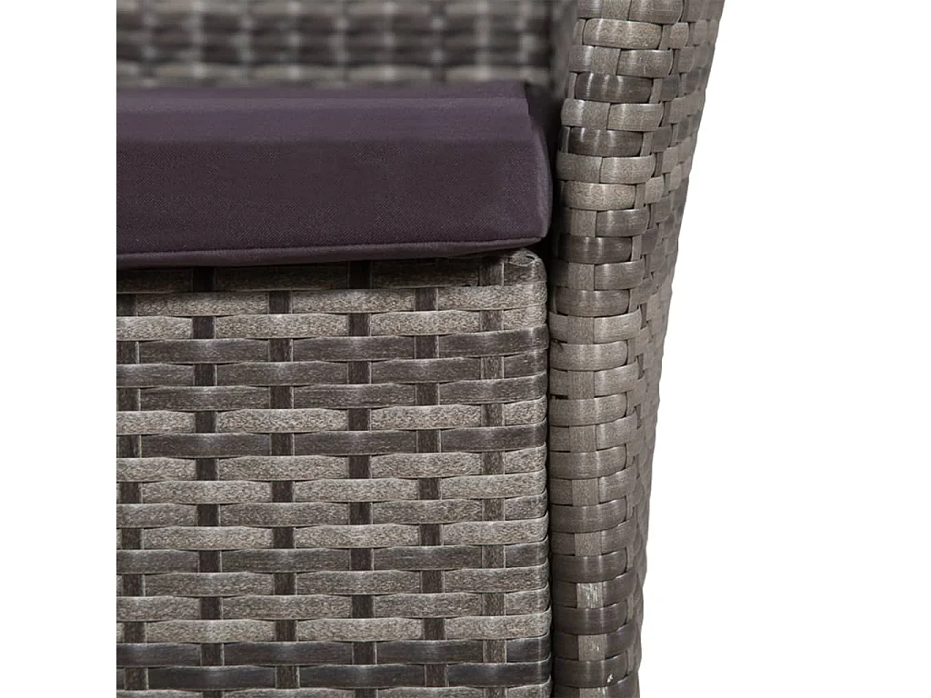 Fea  Ensemble à manger d'extérieur 5pcs coussins résine tressée gris