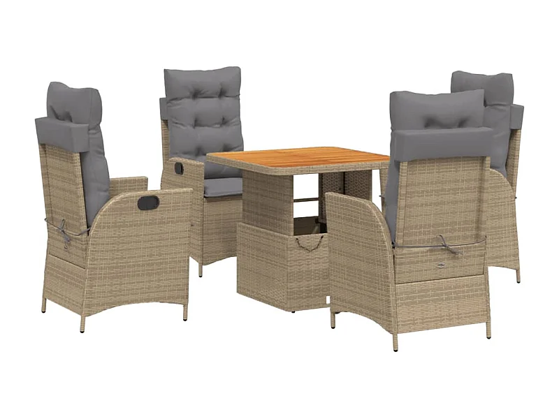 Arde  5-delige Tuinset met kussens poly rattan beige