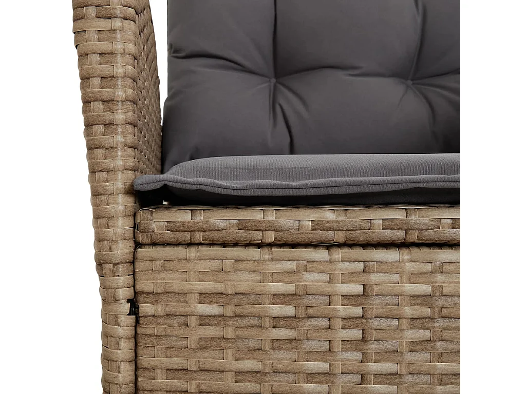 Arde  Ensemble à manger de jardin avec coussins 5pcs Beige poly rotin