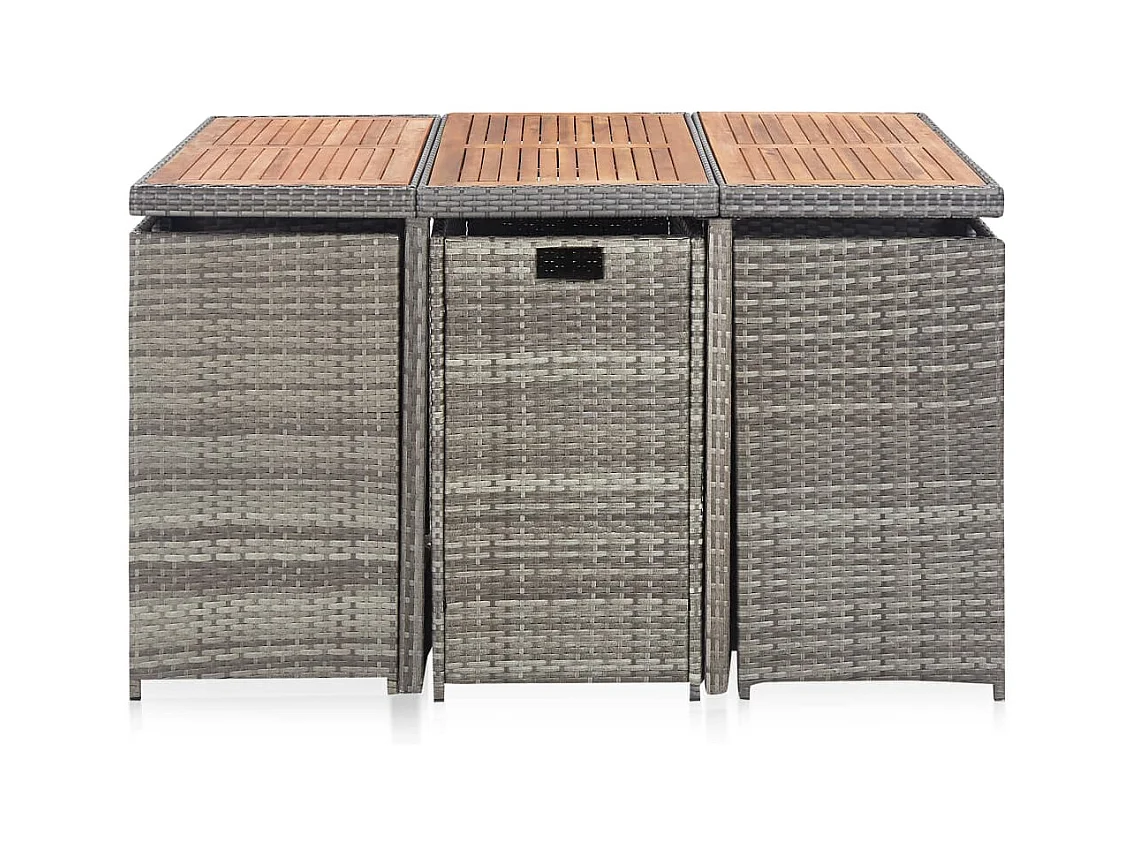 Kyllar  Ensemble à manger d’extérieur et coussins 11 pcs résine tressée