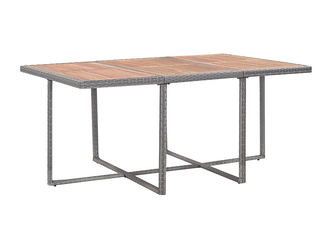Kyllar  Set de comedor de jardín 11 pzas y cojines ratán sintético gris