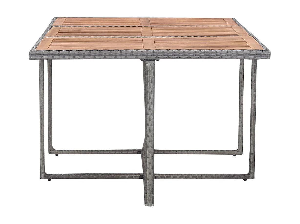 Kyllar  Set de comedor de jardín 11 pzas y cojines ratán sintético gris