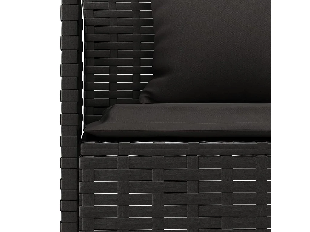 Paul-Lucien-Marie  Set comedor de jardín 6 pzas con cojines ratán sintético negro