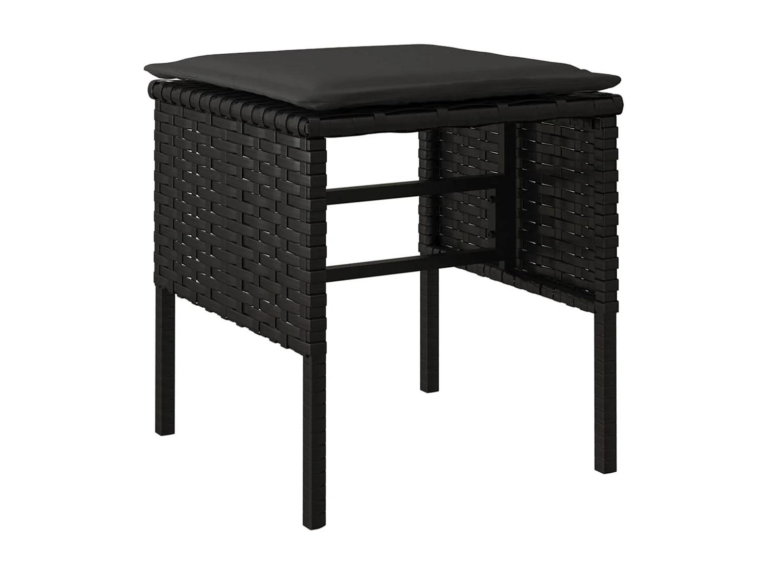 Paul-Lucien-Marie  Set comedor de jardín 6 pzas con cojines ratán sintético negro