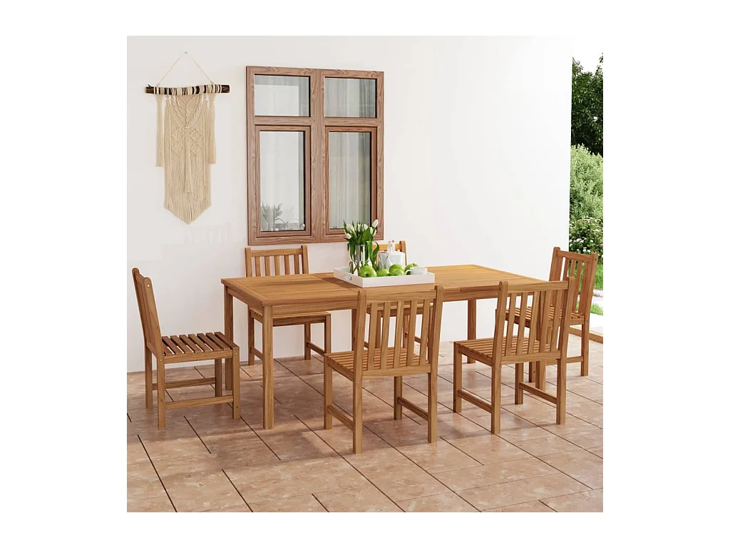 Kemale  Ensemble à manger de jardin 7 pcs Bois de teck solide