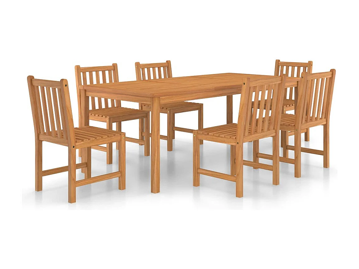 Kemale  Ensemble à manger de jardin 7 pcs Bois de teck solide