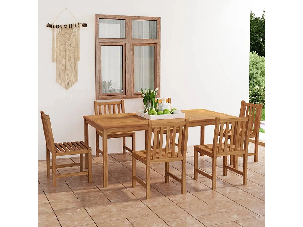 Kemale  Ensemble à manger de jardin 7 pcs Bois de teck solide