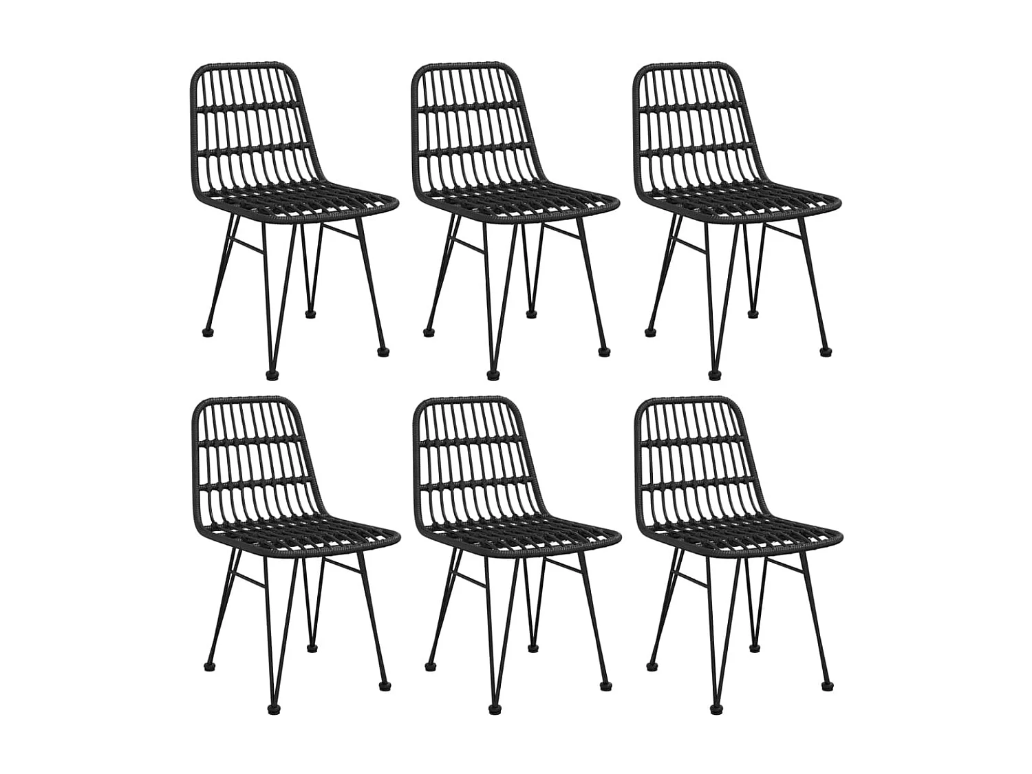 Eden Prairie  Ensemble à manger de jardin 7 pcs Noir Résine tressée