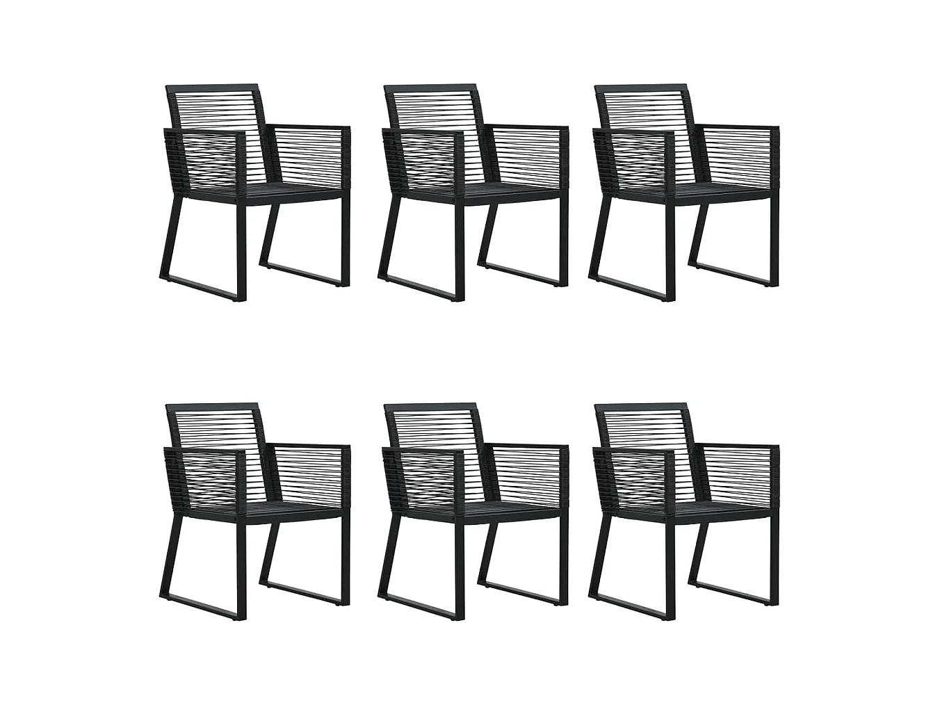 Wendell  Ensemble à manger de jardin 7 pcs Noir Rotin PVC