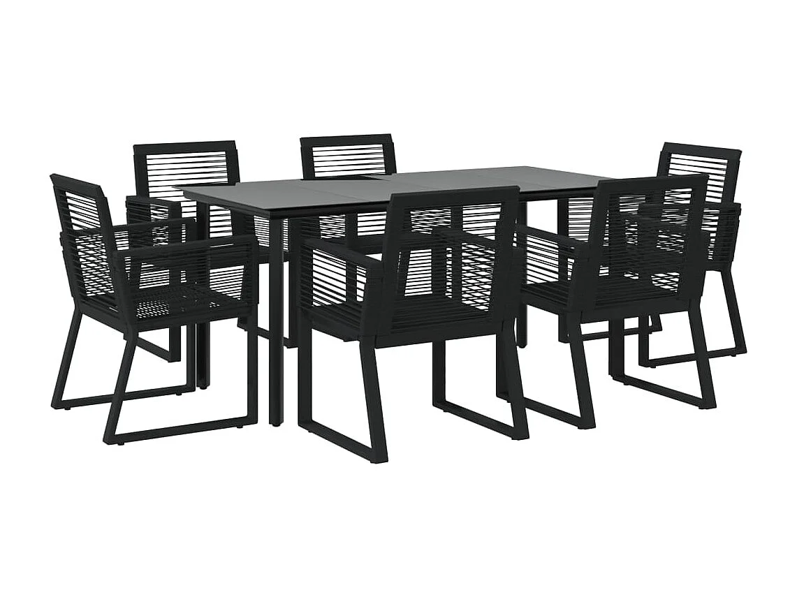 Wendell  Ensemble à manger de jardin 7 pcs Noir Rotin PVC