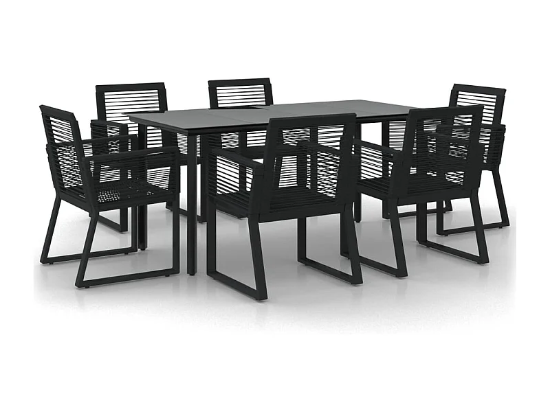 Wendell  7-delige Tuinset PVC-rattan zwart