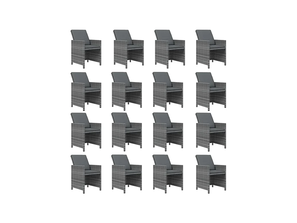 Browns Mills  Ensemble à manger de jardin coussins 21 pcs Gris Résine tressée