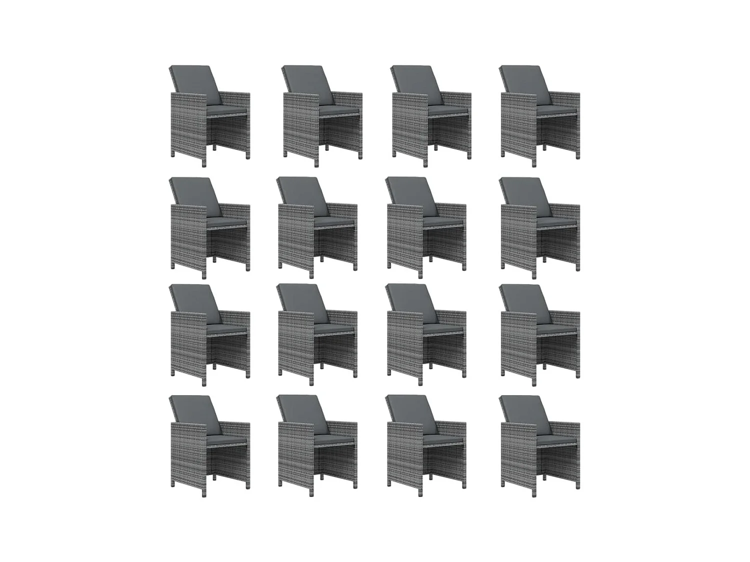 Browns Mills  Ensemble à manger de jardin coussins 21 pcs Gris Résine tressée