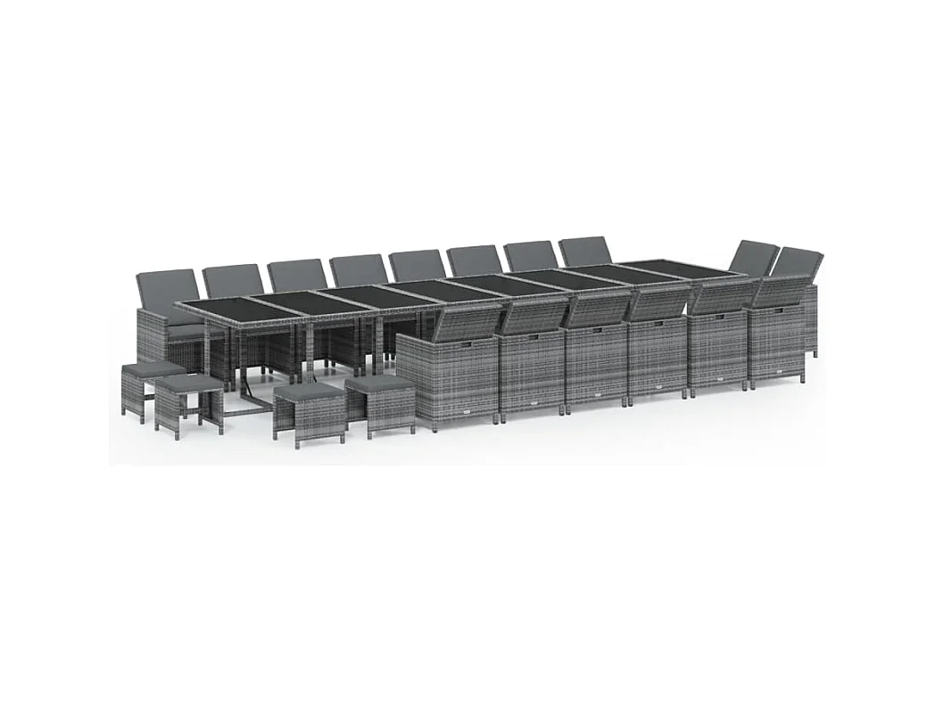 Browns Mills  21-delige Tuinset met kussens poly rattan grijs