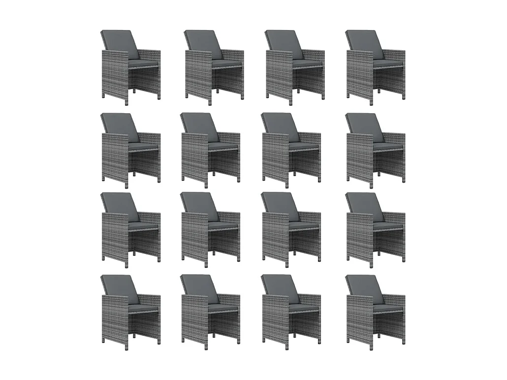 Browns Mills  Ensemble à manger de jardin coussins 21 pcs Gris Résine tressée