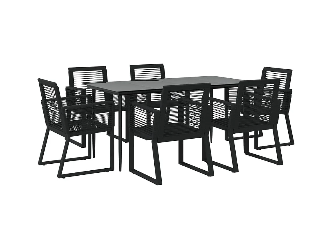 Wenlin  Ensemble à manger de jardin 7 pcs Noir Rotin PVC