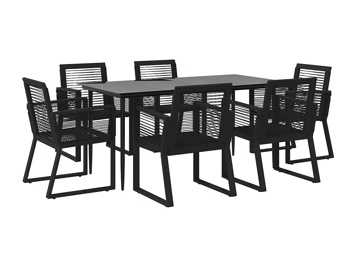 Wenlin  Ensemble à manger de jardin 7 pcs Noir Rotin PVC