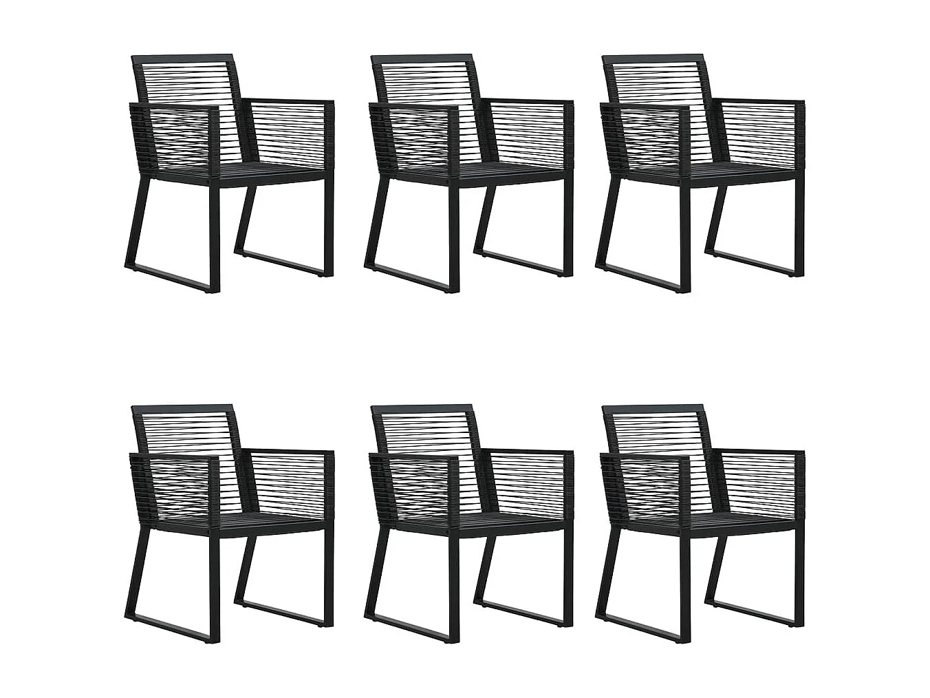 Wenlin  Ensemble à manger de jardin 7 pcs Noir Rotin PVC