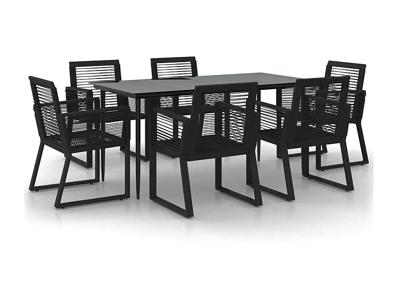 Wenlin  Ensemble à manger de jardin 7 pcs Noir Rotin PVC