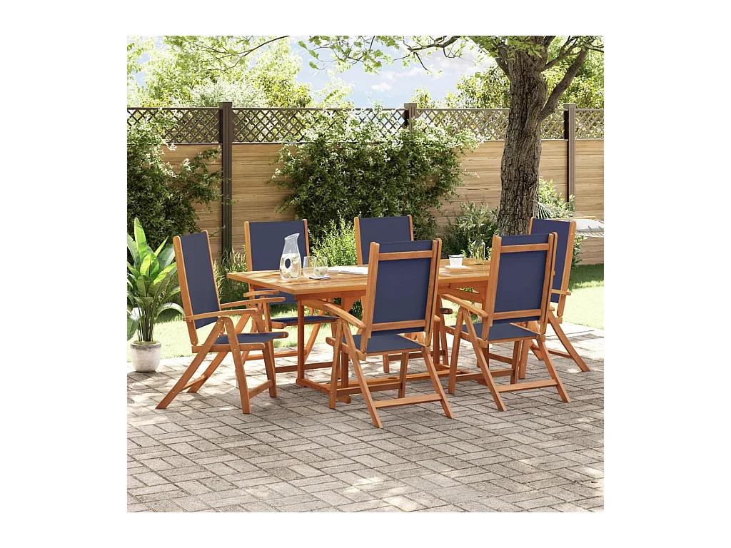 Yljo  Ensemble à Manger de jardin 7pcs bois d'acacia solide textilène