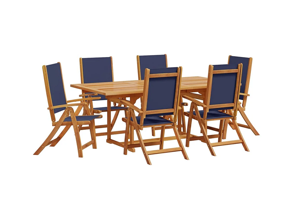 Yljo  Juego comedor de jardín 7 pzas madera maciza acacia y textileno