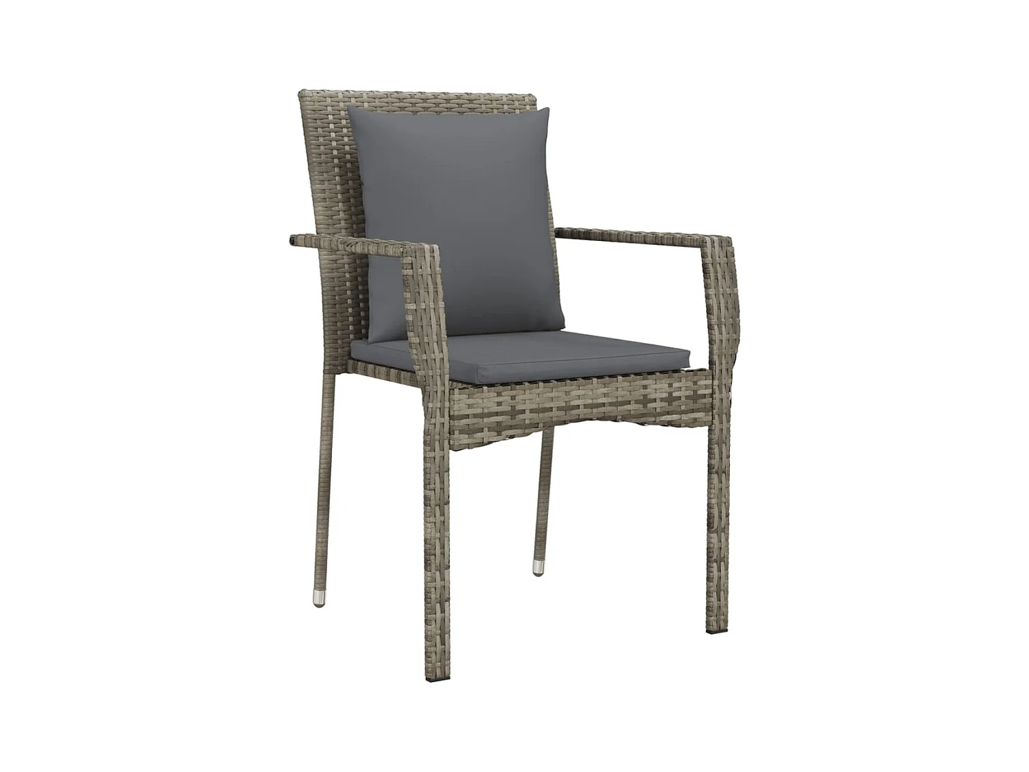 Chelan  Ensemble à manger jardin et coussins 7 pcs Noir et gris Rotin